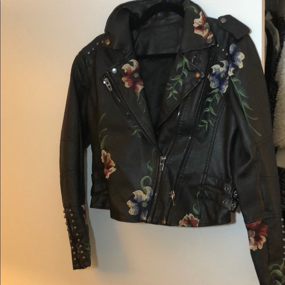 Blank NYC Jackets & Coats Blank Nyc Floral Embroidered Biker Jacket